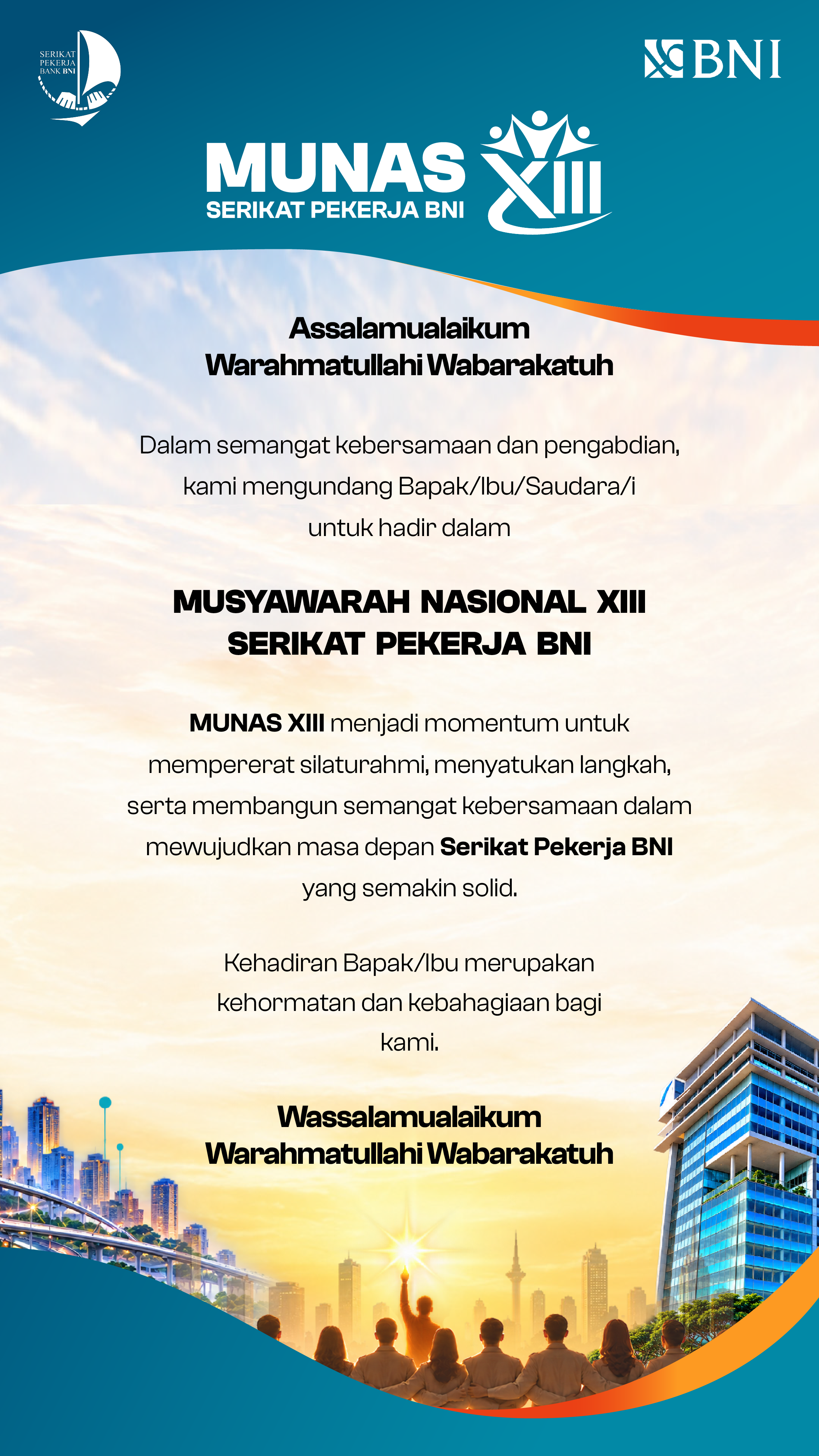 Sambutan dan Undangan Munas XIII SP BNI